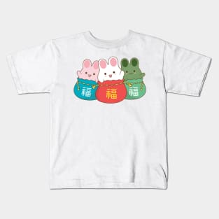 Bunnies Lucky Bag Yellow Kids T-Shirt